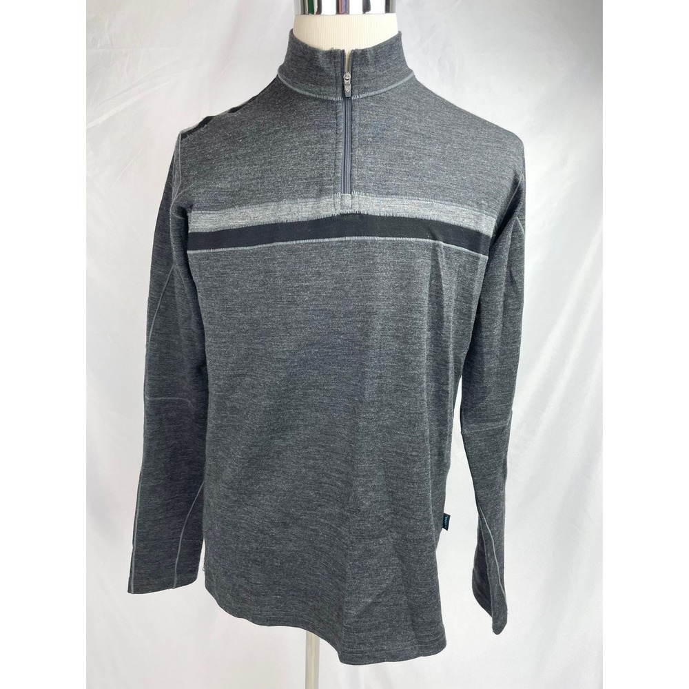 Kuhl Downhill Racer Men Medium Sweater‎ Gray 1/4 Zip Long Sleeve Merino Wool